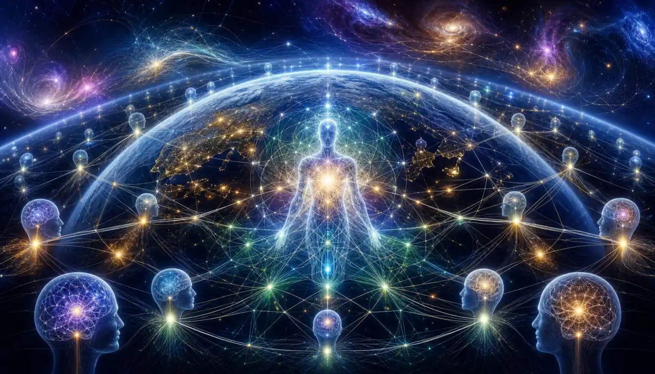 Global Consciousness Network showing interconnected planetary neural nodes
